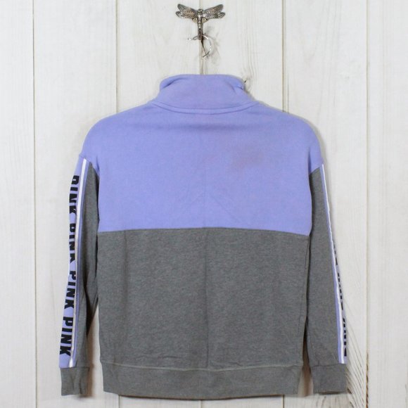 Victoria Secret's Pink High Neck Half Zip Purple Gray Pullover Sweatshirt Size S - Picture 5 of 12